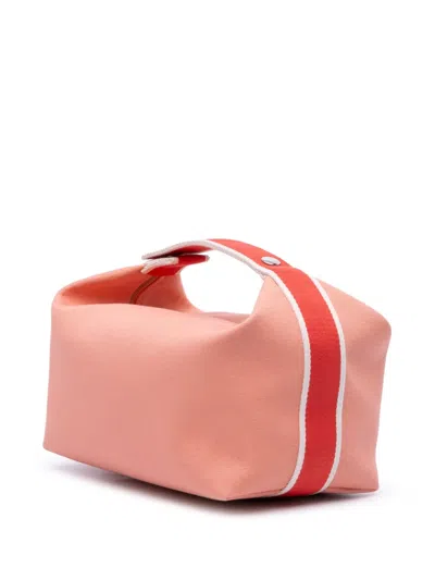 Pre-owned Hermes 2020-2025 Small Canvas Bride A Brac Case Vanity Bag In Pink