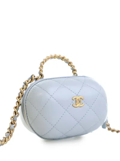 Pre-owned Chanel 2021 Quilted Lambskin Cc Bubble Vanity Case With Chain Satchel
