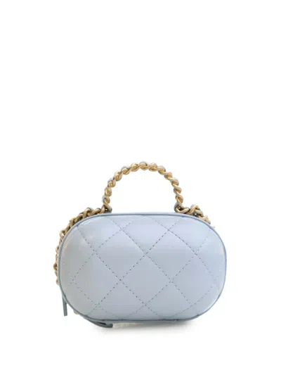 Pre-owned Chanel 2021 Quilted Lambskin Cc Bubble Vanity Case With Chain Satchel