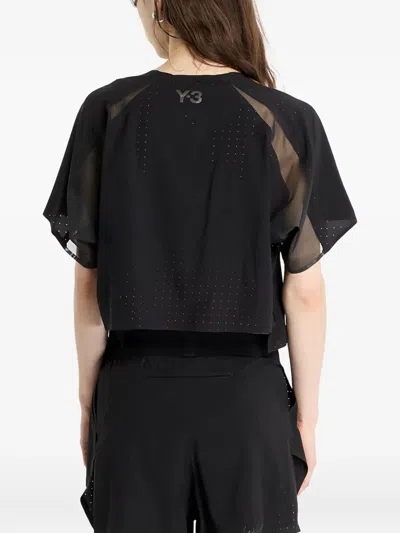 Y-3 Perforated Technical Fabric And Mesh Top In Black