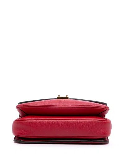 Pre-owned Louis Vuitton 2018 Monogram Empreinte Pochette Metis Satchel In Red