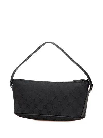 Pre-owned Gucci 2000-2015 Gg Canvas Boat Shoulder Bag In Black