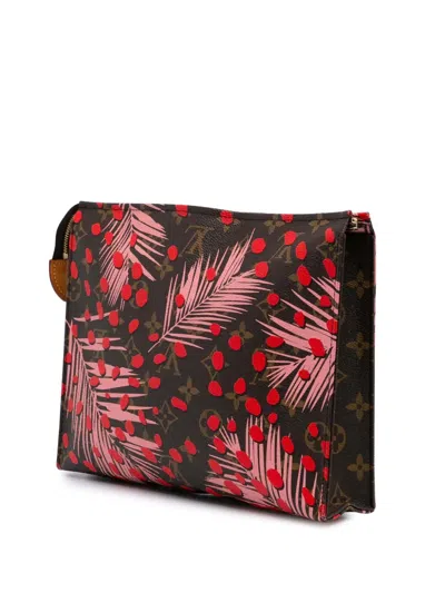 Pre-owned Louis Vuitton 2016-2025 Monogram Jungle Dots Toiletry Pouch 26 Clutch Bag In Brown