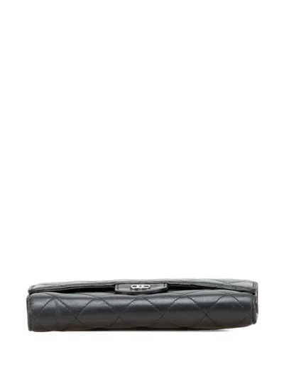 Pre-owned Chanel 2013-2014 Small Cc Quilted Lambskin Flap Wallet Long Wallets In Black