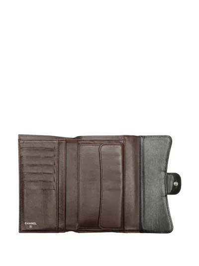 Pre-owned Chanel 2013-2014 Small Cc Quilted Lambskin Flap Wallet Long Wallets In Black
