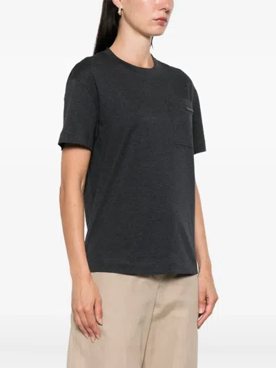 Brunello Cucinelli Cotton Crew Neck T-shirt With Patch Pocket In Gray