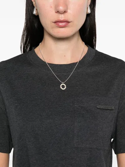 Brunello Cucinelli Cotton Crew Neck T-shirt With Patch Pocket In Gray