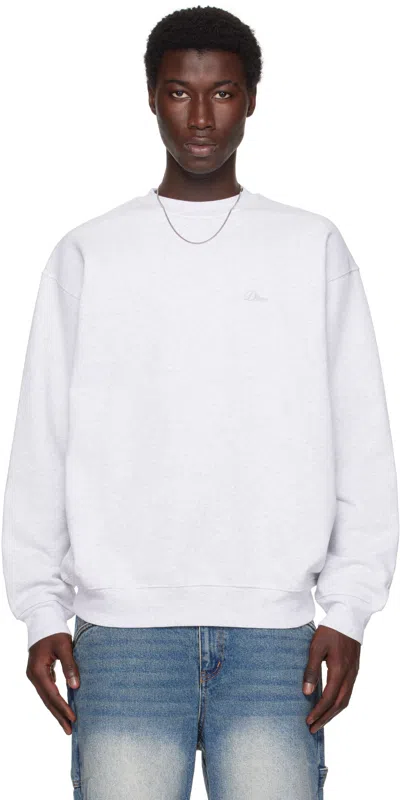 Dime Gray Cursive Small Logo Crewneck Sweatshirt In White