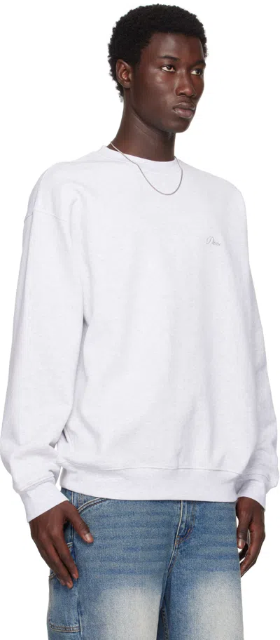Dime Gray Cursive Small Logo Crewneck Sweatshirt In White