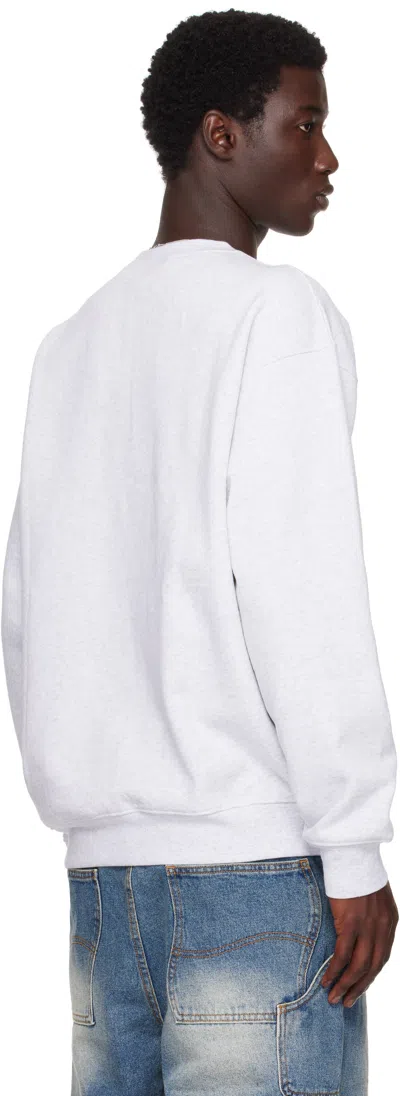 Dime Gray Cursive Small Logo Crewneck Sweatshirt In White