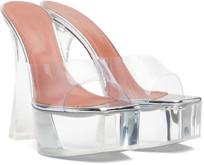 Amina Muaddi Dalida Glass Pvc Platform Mules