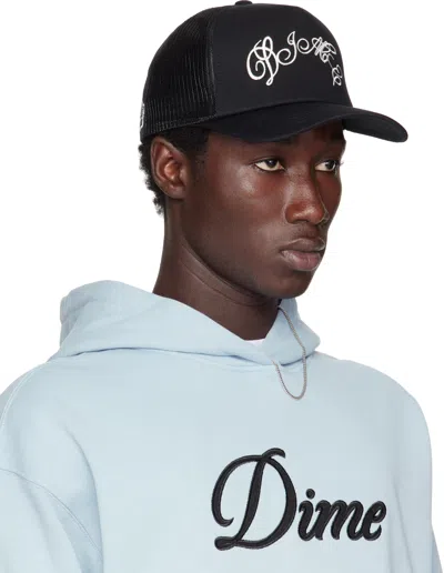 Dime Black Embroidered Fighter Trucker Cap