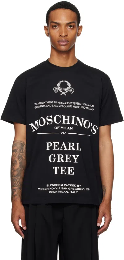 Moschino Printed Organic Cotton Jersey T-shirt In Black