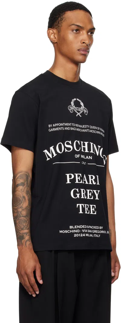 Moschino Printed Organic Cotton Jersey T-shirt In Black