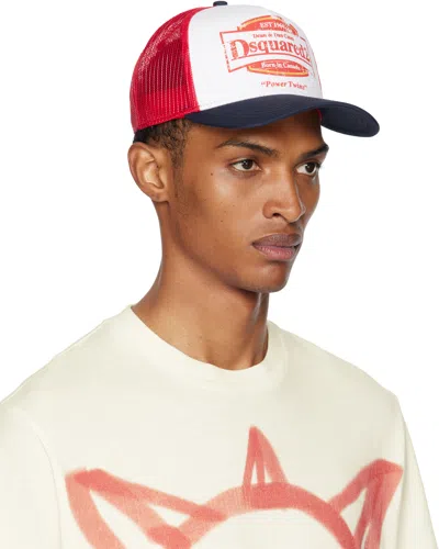 Dsquared2 White & Red Logo Baseball Cap