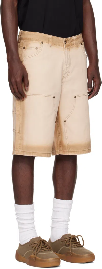 Dime Beige Carpenter Denim Shorts In Brown