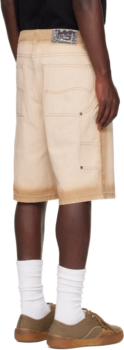 Dime Beige Carpenter Denim Shorts In Brown