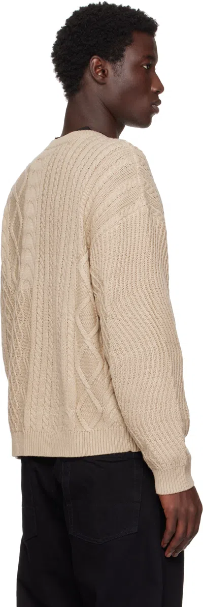 Dime Beige Mixed Cable Knit Sweater In Neutral