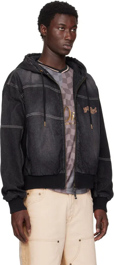 Dime Black Hooded Utility Jacket In Black