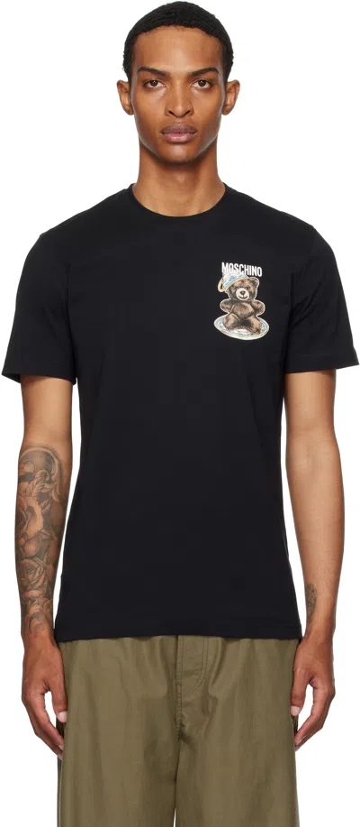 Moschino Black Cotton T-shirt With Bear Print