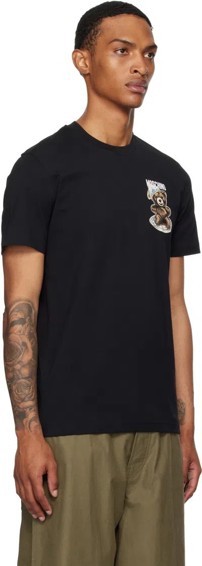 Moschino Black Cotton T-shirt With Bear Print