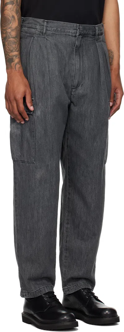 Wtaps Black Milt2301 Denim Cargo Pants In Gray