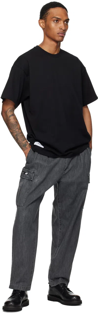 Wtaps Black Milt2301 Denim Cargo Pants In Gray