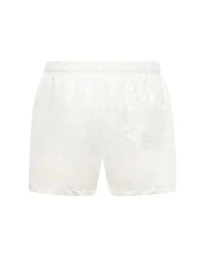 Moschino Logo-plaque Swim Shorts In White