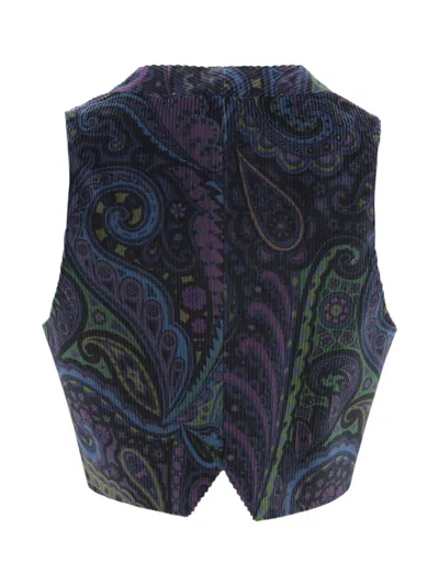 Etro Jacquard Paisley Corduroy Velvet Waistcoat In Multi