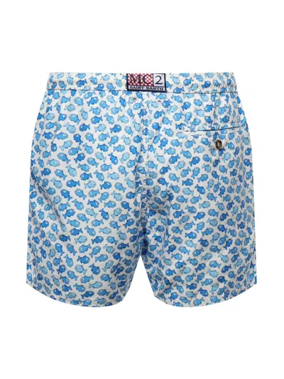 Mc2 Saint Barth Pattern-printed Drawstring Swim Shorts In Blue