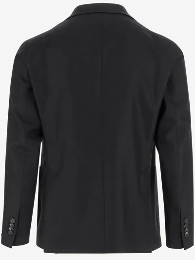 Tagliatore Single-breasted Stretch Wool Jacket With Welt Pockets And Reverse Spear Collar In Black