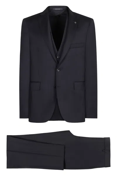 Tagliatore Three-piece Wool Suit In Black