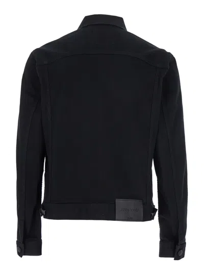 Jacob Cohen Black Classic Collar Denim Jacket In Black