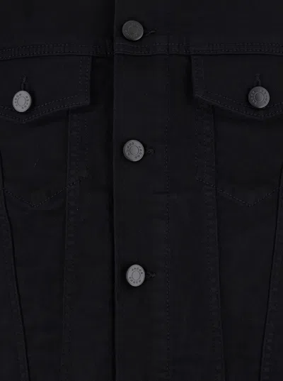 Jacob Cohen Black Classic Collar Denim Jacket In Black
