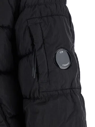 C.p. Company Men Black Quilted Design High Neck Zip Fastening Multiple Pockets Straight Hem In Black