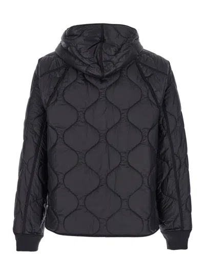 C.p. Company Black Jacket With Fixed Hood And Logo Plaque On The Sleeve In Black