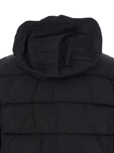 C.p. Company Men Black Quilted Design High Neck Zip Fastening Multiple Pockets Straight Hem In Black