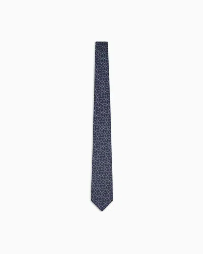 Giorgio Armani Silk Tie With Jacquard Chevron Motif