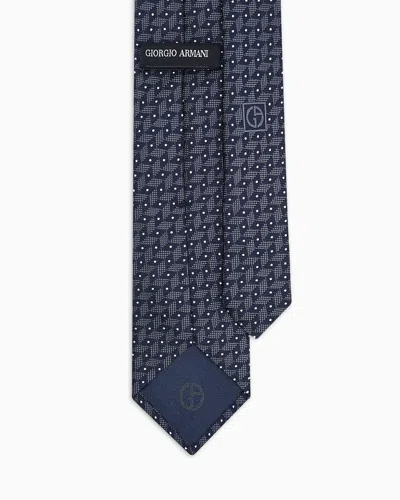 Giorgio Armani Silk Tie With Jacquard Chevron Motif
