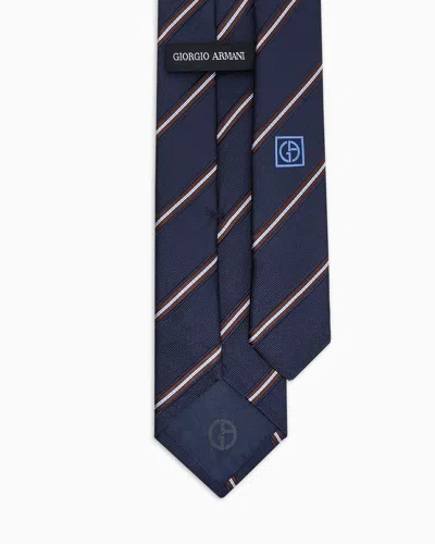 Giorgio Armani Silk Regimental Jacquard Tie In Black
