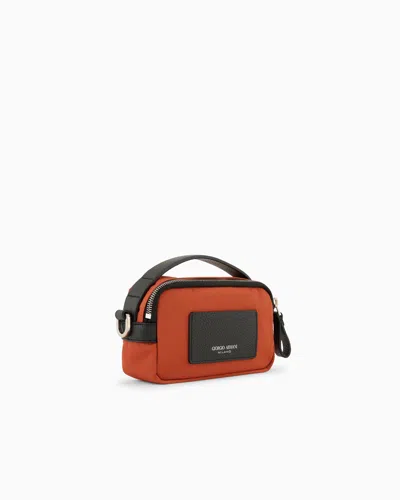 Giorgio Armani Asv Mini Crossbody Bag In Nylon And Leather