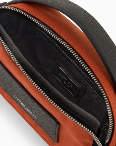 Giorgio Armani Asv Mini Crossbody Bag In Nylon And Leather