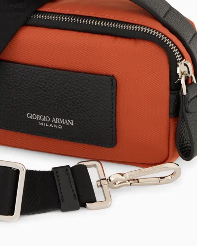 Giorgio Armani Asv Mini Crossbody Bag In Nylon And Leather