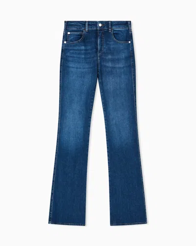Emporio Armani J47 Mid-high Rise Jeans With A Flared Leg In A Worn-look Stretch Denim