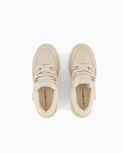 Emporio Armani Lace Up Sneakers In Brown
