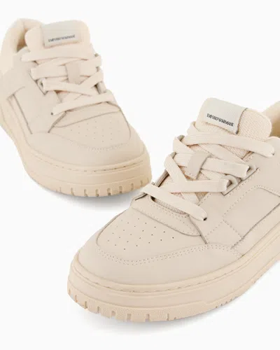 Emporio Armani Lace Up Sneakers In Brown