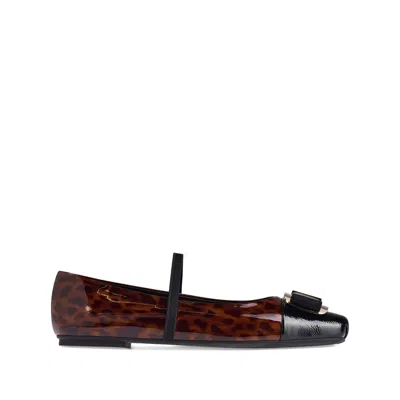 Ferragamo Vara Plate Patent-leather Ballet Flats