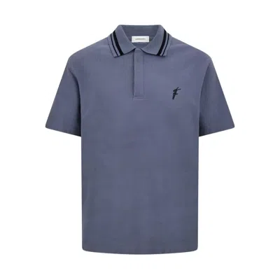 Ferragamo Polo With Embroidered Logo In Blue