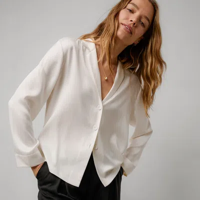 Lunya Washable Silk Button Up Long Sleeve