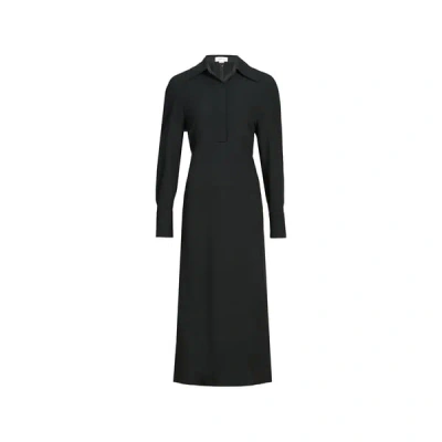 Victoria Beckham Women Black Long Sleeve Polo Collar Midi Dress, Xs Luxury Dresses For Women Darveys